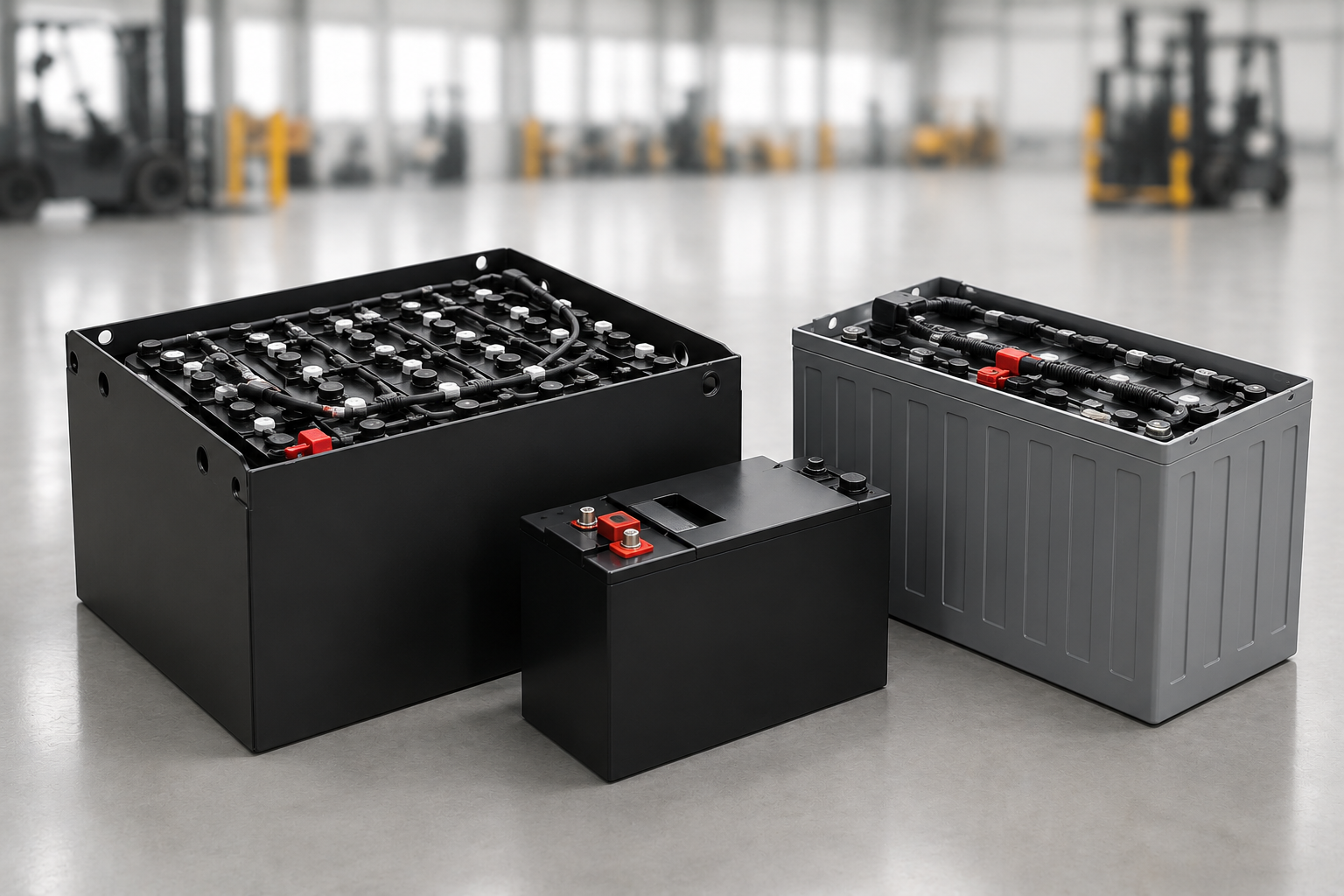 Replacement traction and starter batteries for pallet trucks
